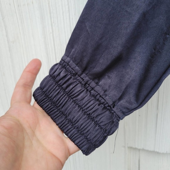 Koral Womens XS Navy Satin Bomber Jacket‎ Zip Up Athletic Track Style - Picture 5 of 10